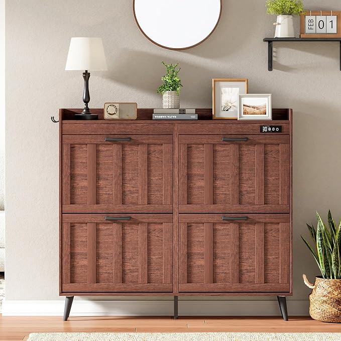 ChooChoo Shoe Storage Cabinet with 4 Flip Drawers and Deodorizer