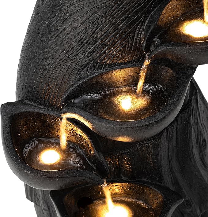 Glitzhome 5 Tier Modern Women Sculpture Outdoor Water Fountain, Indoor Outdoor Woman Statue Waterfall Fountain with LED Lights for Porch Deck Garden Patio Backyard, 39.75" H
