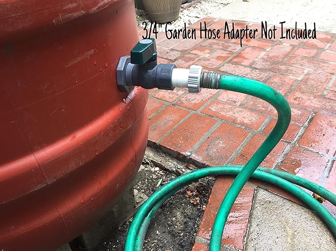Rain Barrel Garden Spigot Kit - 3/4" Full Port PVC Ball Valve with Bulkhead Fitting Adapter