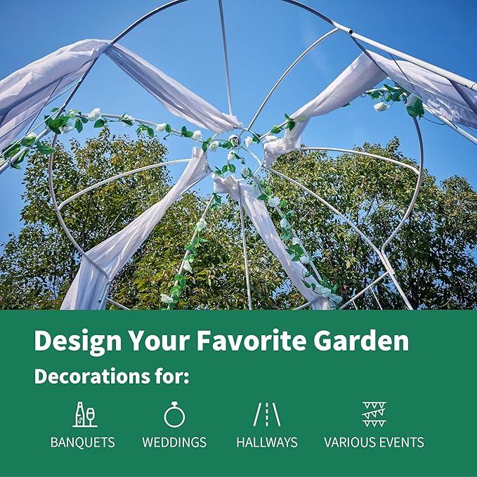 Birdcage Shape Garden Arches Arbors,9' High x 6.8' Wide,Metal Gazebo White Enduring Iron Trellis Plants Stand Use for Outdoor Garden Climbing Plants Wedding Arches Ceremony