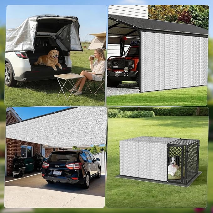 99% 6x6 FT Aluminet Shade Cloth with Grommets 6/8/10/12/20/ FT Aluminum Reflective Tarp Sun Heat Reflective Blocking Sun for Cars Garden Patio Kennel Outdoor Cover