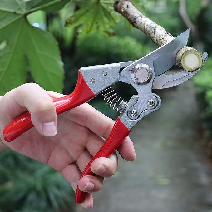 Garden Shears Professional Hand Pruners, Heavy Duty Bypass Pruning Shears (Red)