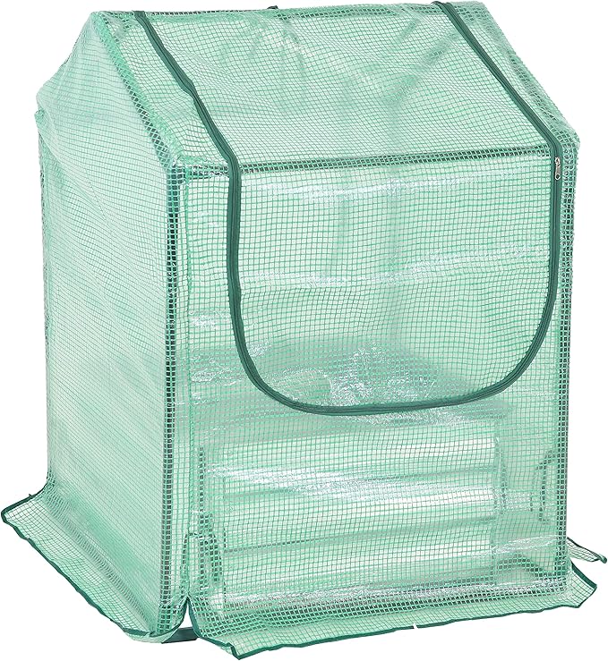 Sunnydaze Steel Raised Garden Bed with Mini Greenhouse - Outdoor Greenhouse Kit - 2 Zippered Doors - 2' x 2' - Green