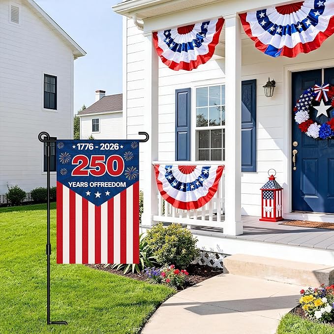 HOOSUN 12x18 Inch 250 Anniversary Usa Flag,250 Year American Anniversary Flag,Double-Sided 250th Usa Garden Flag,1776-2026 Commemorative Flag Patriotic 4th of July Decorations for Outdoor Yard Lawn