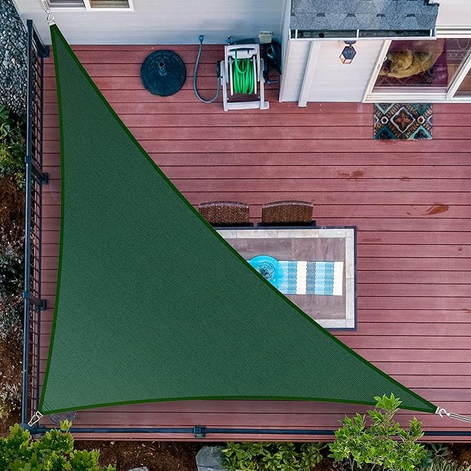 ShadeMart 10' x 10' x 14.1' Green Sun Shade Sail UPF50 Right Sail smTAPT08 Canopy Fabric Cloth Screen, Water Air Permeable & UV Block, Heavy Duty (We Customize Size)