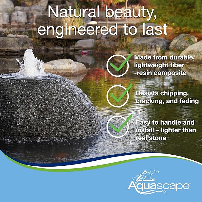Aquascape Stacked Slate Sphere Water Fountain for Yard, Landscape, and Garden, Medium, 78288
