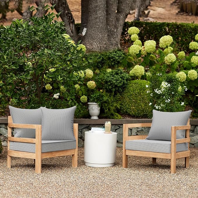 LVTXIII Outdoor Deep Seat Cushion 22"x22"x4" Patio Seat and Back Cushion Set Seasonal Chair Cushion for Dining Arm Chairs, Wicker Chairs and Garden Furniture Decoration, Strip Grey
