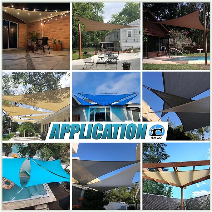 Amgo 12' x 12' x 17' Beige Right Triangle Sun Shade Sail Canopy Awning Cloth AGTAPRT12 - UV Blockage, Water & Air Permeable, Heavy Duty Commercial Grade, Outdoor Patio Garden (We Make Custom Size)