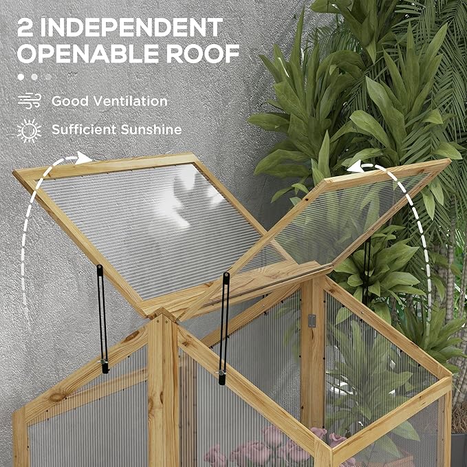 35.5Wx31.5Dx36H Weather-Protective Cold FFor rame Garden Bed, Twin-Wall Polycarbonate, Ventilated Climate Management, Natural Silver