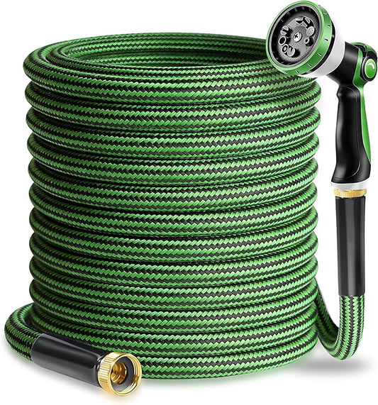 Garden Hose 50 FT-Triple-layer pipe, Heavy Duty Water Hose with solid Aluminum Fittings, Ultra-Lightweight and Flexible, Abrasion-Resistant, Rust-Resistant,Watering and Cleaning for Outdoor