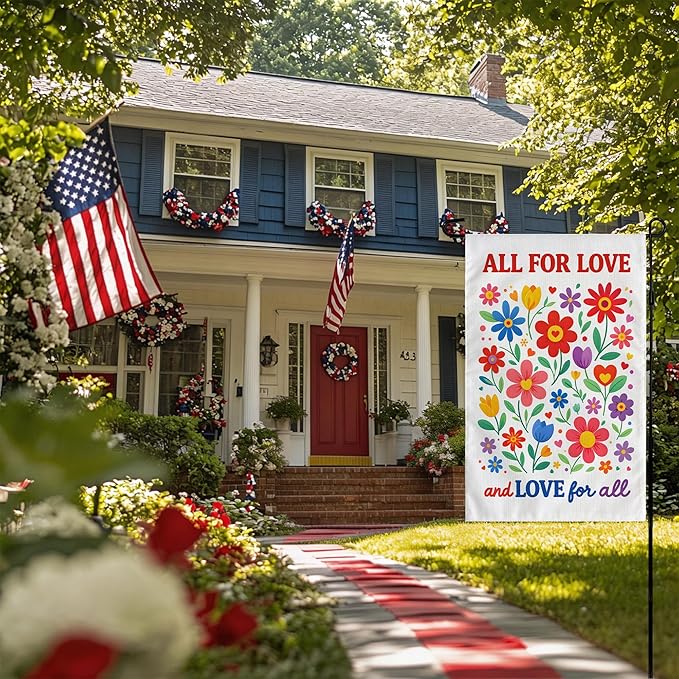 Pride Decorations - Rainbow Floral Pride Garden Flag | Pride Party Favors Supplies Decor for Outdoor Outside | Pride Accessories Backdrop Banner for Garden Porch Patio Lawn Yard