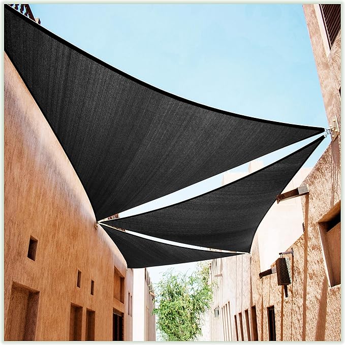 ColourTree CTAPRT16 Custom Size Order to Make 11' x 18' x 21.1' Black Right Triangle Sun Shade Sail Canopy Mesh Fabric UV Block UPF50 - Commercial Heavy Duty - 190 GSM - 3 Years Warranty