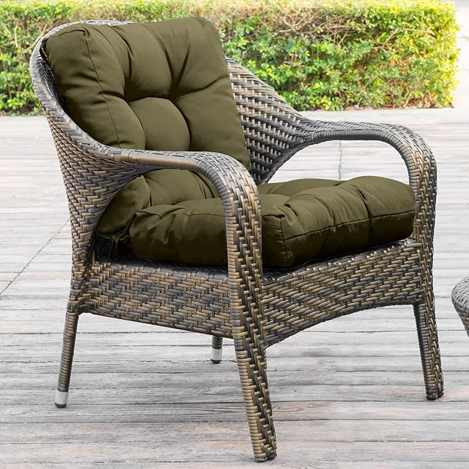 QILLOWAY Outdoor Chair Cushion for Patio Furniture, Waterproof Patio Cushions with Ties, Fade Resistant Replacement Pads for Outdoor Rocking Chairs,Sage