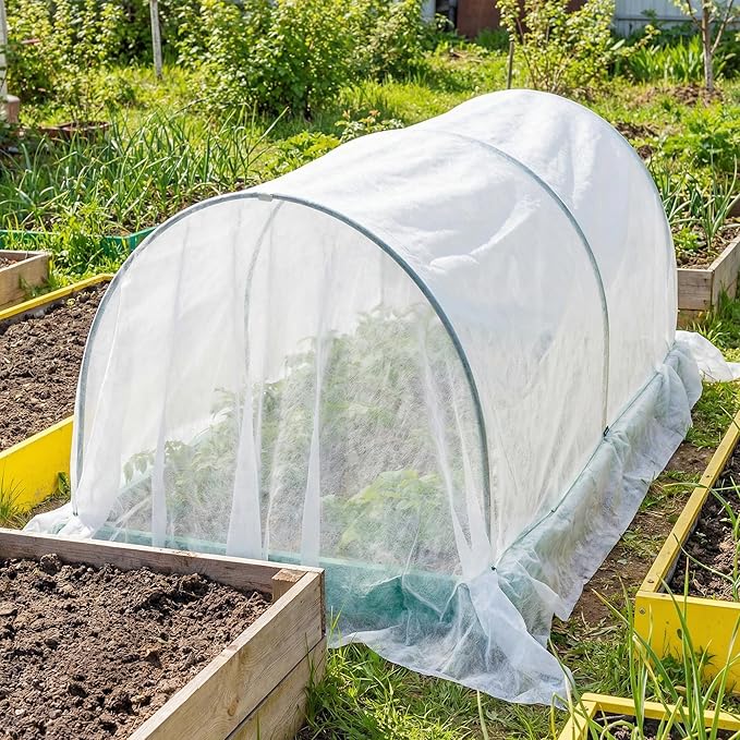 DECOHS 2 Pcs Plant Sun Protection Cloth, 24 x 10 Ft Garden Plant Shade Cloth, Non-Woven White Light Refraction Sunshade Cloth for Protecting Plants Vegetable Rows from Direct Sunlight