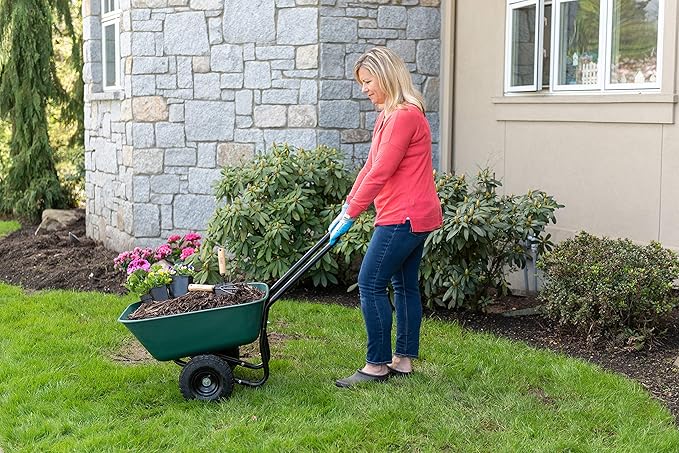 Garden Star 70019 Garden Barrow Dual-Wheel Residential Wheelbarrow Garden Cart