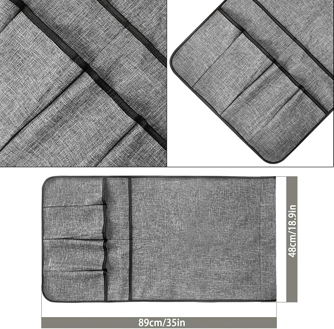 Couch Sofa Armrest Organiser Arm Chair Caddy Bedside Storage Pocket with 8 Pockets TV Remote Holder Bed Storage Pocket Bag for Cellphone Tablet Notepad Book Magazines DVD Glasses