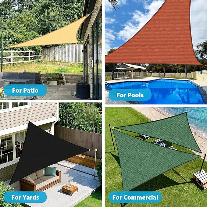 Amagenix Sun Shade Sail 7X8X10.6 Curved Edge Outdoor Shade Canopy Turquoise Breathable 95% UV Block Shade Cloth for Patio Garden Backyard (We Make Custom Size)