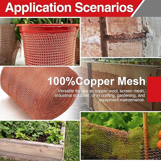 5 Inch×150 ft Copper Mesh Rodent Control Kit, 100% Pure Copper Roll for Professional Pest Barrier and Hole Blocking, Ideal for Large Garden and Extensive Home Sealing, with Scissors, Gloves, Trowel