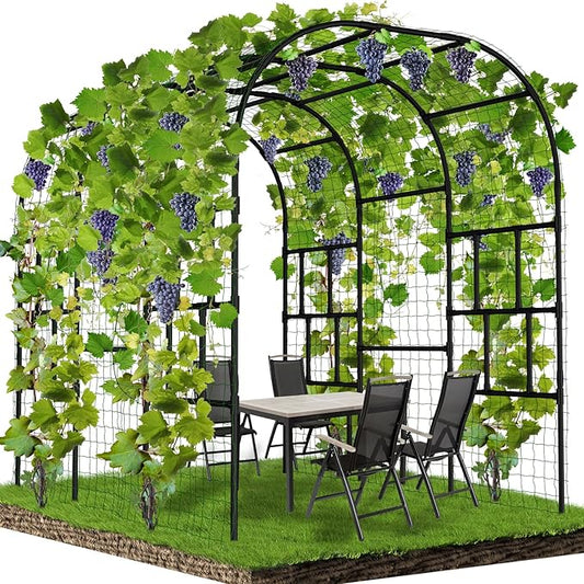 SUNYRISY Outdoor Garden Arch Trellis, 118" x 79" x 87" Extra Large Garden Trellis for Climbing Plants Outdoor, Plant Support for Cucumber Grape Vine Vegetable Fruit and Garden Gazebo