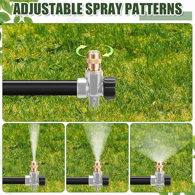 Tioncy 4 Pack Metal Lawn Sprinkler Automatic Garden Water Sprinkler on Spike Base 360 Degree Rotation with Adjustable Brass Nozzle for Lawn Garden Yard (Grey)