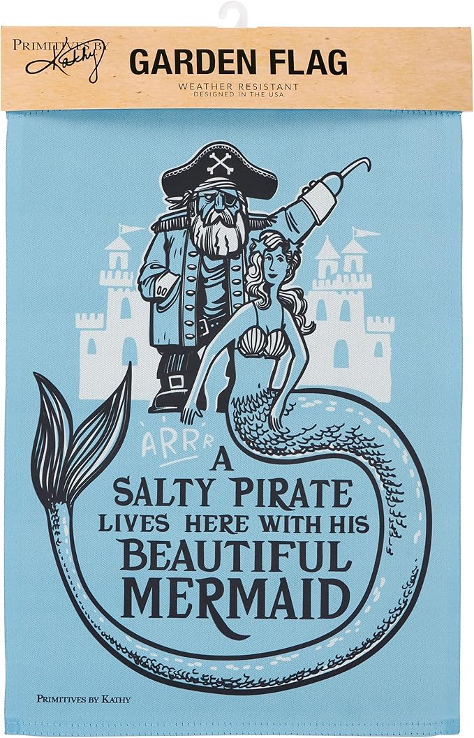 Primitives by Kathy Decorative Double-Sided Garden Flag - Salty Pirate Beautiful Mermaid