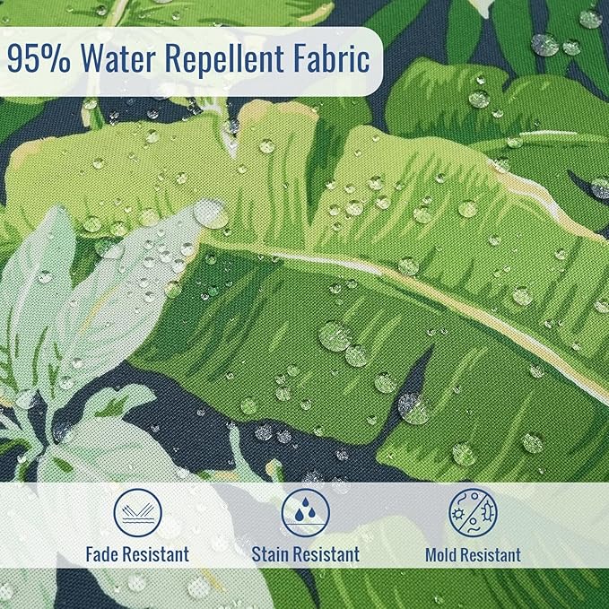 Outdoor Foam Adirondack Cushion, Water Repellent Foam Cushion for Adirondack Chairs Patio Furniture, 44 x 19 Inch, Jungle Leaves