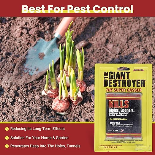 Giant Destroyer Smoke Bomb Gasser – Rodent & for Gophers, Moles, Groundhogs & Rats – 2 Pack (8 Tubes) + Jecudi Towel