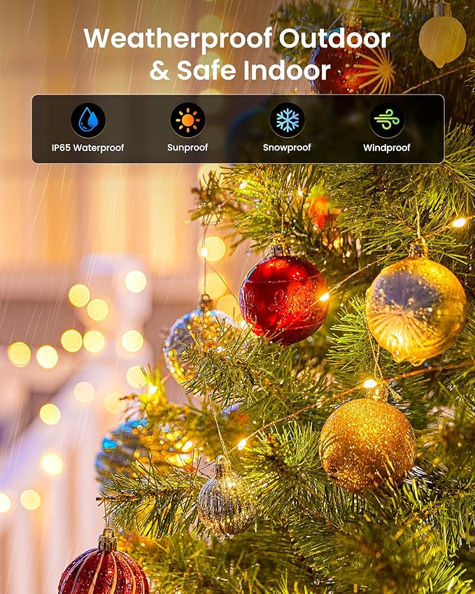 Minetom 2 Pack Solar String Lights, Total 66Ft 200 LED Solar Fairy Lights Outdoor Waterproof with 8 Modes, Twinkle Lights for Outside Patio Yard Tree Party Wedding DIY Christmas Decor (Warm White)