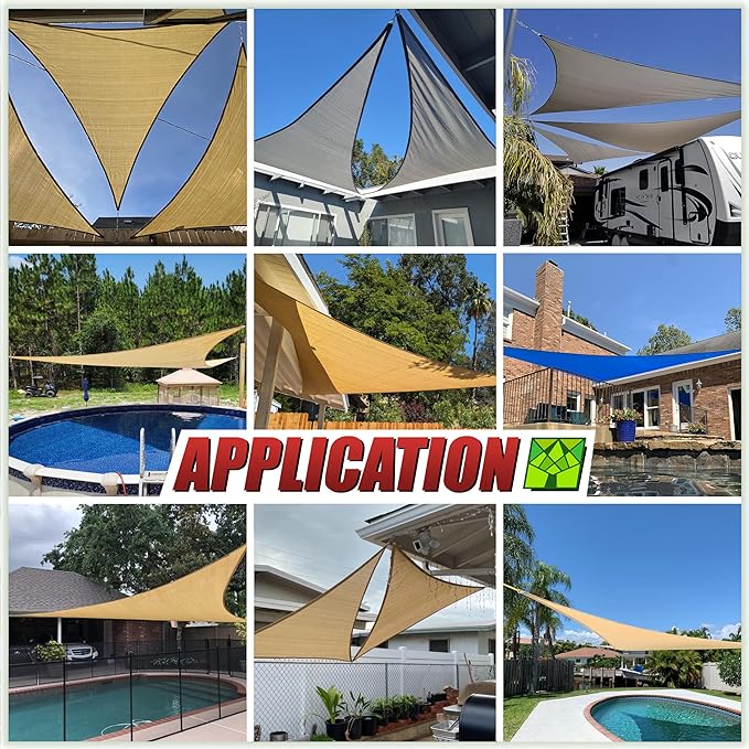 ColourTree CTAPRT16 Custom Size Order to Make 14' x 16' x 21.3' Turquoise Right Triangle Sun Shade Sail Canopy Mesh Fabric UV Block UPF50 - Commercial Heavy Duty - 190 GSM - 3 Years Warranty