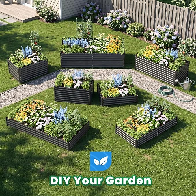 Quictent Galvanized Raised Garden Bed Metal Planter Box Bottomless for Backyard Outdoor, 6x3x1 Ft 2PCS, Dark Grey