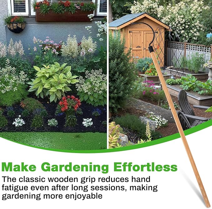 Long Handle Weeder Hook Garden Weeder Tool Versatile Cultivator Garden Tool 54 Inch Hardwood Handle with 8 Inch Alloy Steel Blade for Gardening,Yard, Lawn, Patio Digging, Edging, and Planting