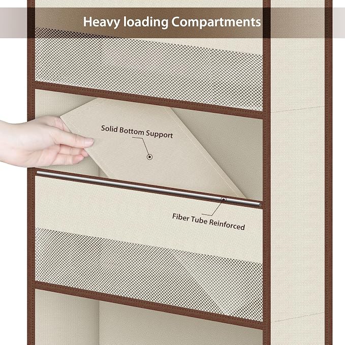 Univivi Fabric Over Door Hanging Organizer for Baby Nursery, Beige, 5-Shelf