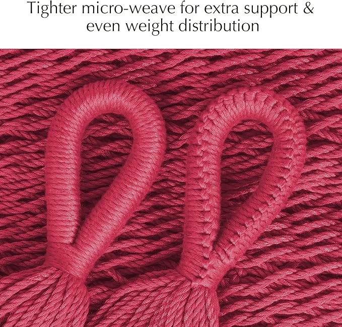 PNAEUT Handwoven Mayan Hammock, Thick Soft Rope Double Hammock for Outdoor Outside & Indoor, 600 lbs Capacity Heavy-Duty, Includes Tree Straps, Carabiners & Carrying Bag (Burgundy Fiesta Red, X-Large)