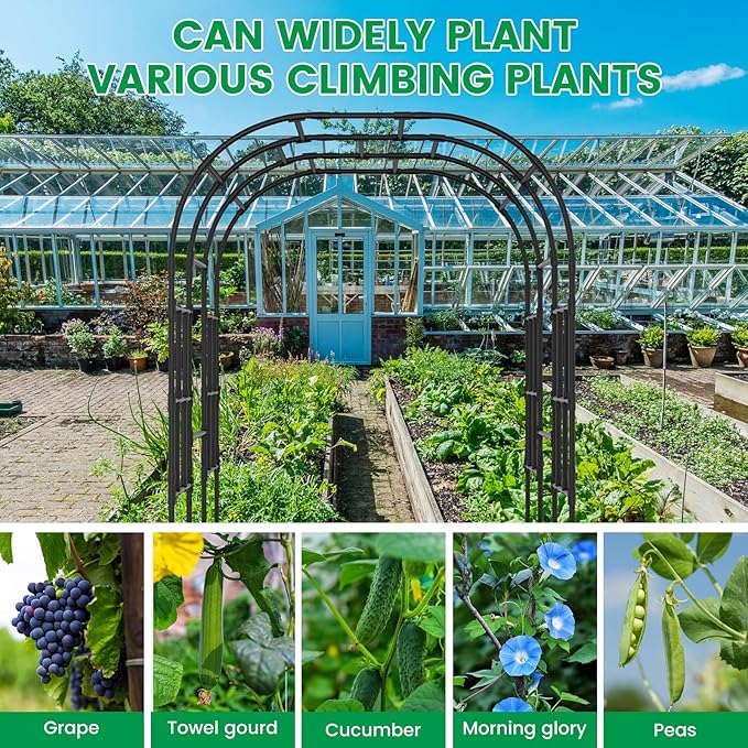 SUNYRISY Outdoor Garden Arch Trellis, 118" x 79" x 87" Extra Large Garden Trellis for Climbing Plants Outdoor, Plant Support for Cucumber Grape Vine Vegetable Fruit and Garden Gazebo