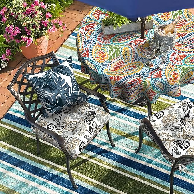 DYTXIII Set of 2 Outdoor Chair Cushions 19"x19"x4", Water Repellent Tufted Patio Seat Cushions with Ties, Thick Replacement Pads for Wicker Dining Chairs, Patio Furniture, Dailey Tan