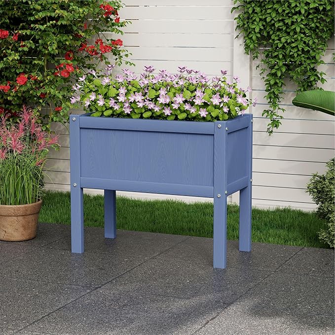 Raised Garden Bed with Drainage Hole Waterproof Small HDPE Elevated Planter Box with Legs Stable and Durable to Plant Herb Vegetable Flower,Patio,Balcony Outdoors/Indoors Navy