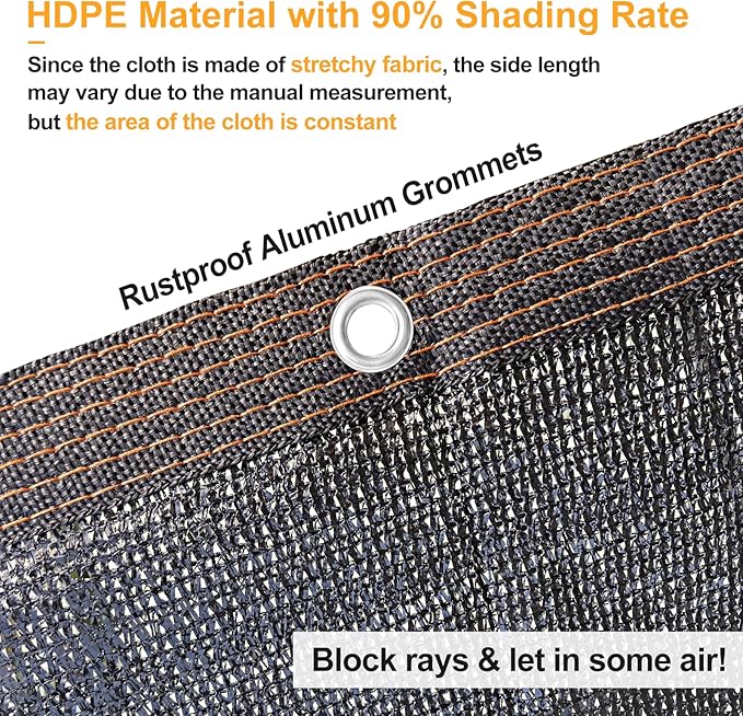 UCINNOVATE Sun Shade Net 90% Sunblock Shade Cloth, 10x13 FT Durable Plant Mesh Shade Fabric UV Resistant Shade Screen with Grommets for Greenhouse Patio Lawn Garden Parking Yard Barn or Dog Kennel