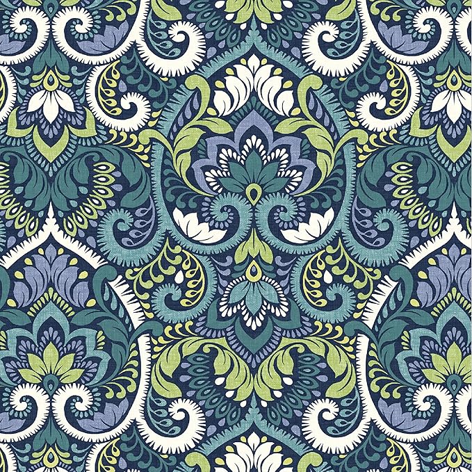Arden 4-Pack Outdoor Patio Dining Chair Cushion, 20x44, Rain-Proof Seat Pad, Fade-Resistant Outdoor Cushion Sapphire Aurora Blue Damask