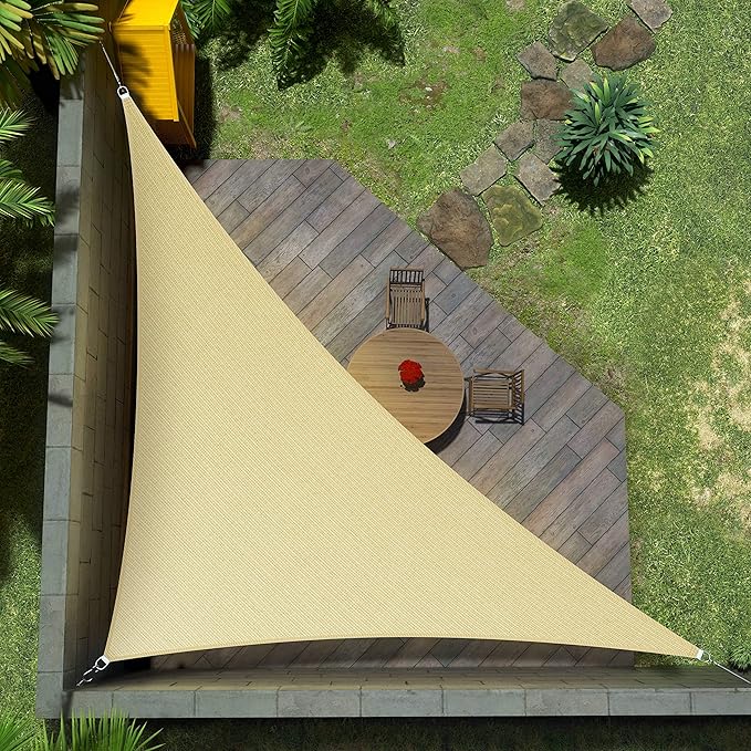 Amgo 12' x 12' x 17' Beige Right Triangle Sun Shade Sail Canopy Awning Cloth AGTAPRT12 - UV Blockage, Water & Air Permeable, Heavy Duty Commercial Grade, Outdoor Patio Garden (We Make Custom Size)
