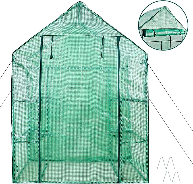 HomGarden Mini Walk-in Greenhouse 3 Tiers 6 Shelves PE Fabric Cover w/Roll-up Zipper Door for Flower and Plant