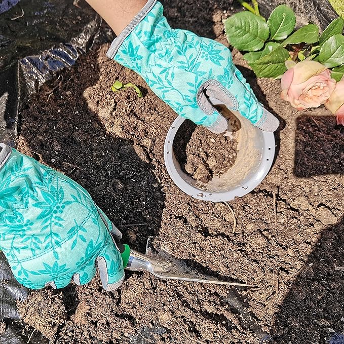 YRTSH Leather Gardening Gloves for Women, Flexible Breathable Garden Gloves, Thorn Proof Working Gloves for Weeding, Digging and Pruning, Green, X-Small Fit Small Hand