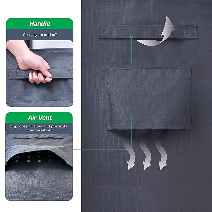 F&J Outdoors Outdoor Patio Furniture Covers, Waterproof UV Resistant Anti-Fading Cover for Medium Round Table Chairs Set, Grey, 72" Dia x 27.5" H