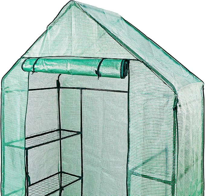 HomGarden Mini Walk-in Greenhouse 3 Tiers 6 Shelves PE Fabric Cover w/Roll-up Zipper Door for Flower and Plant