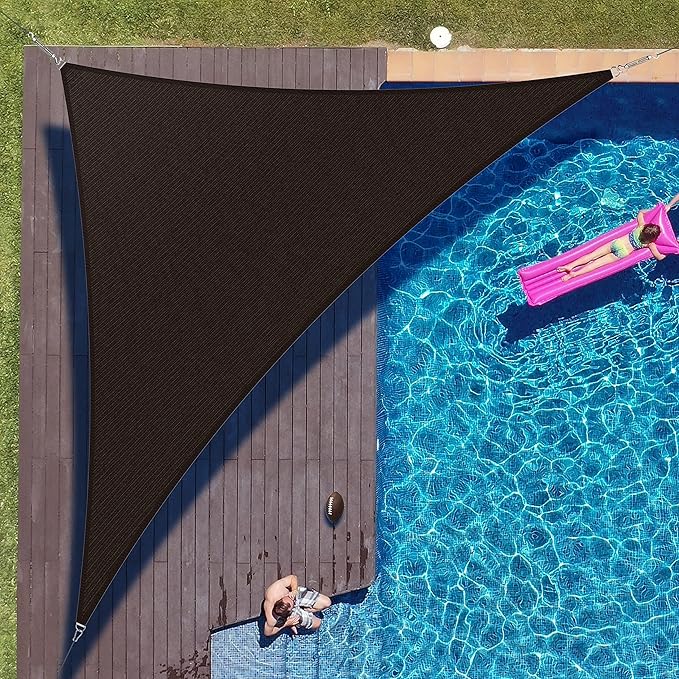 ColourTree 16' x 16' x 22.6' Brown Right Triangle CTAPRT16 Sun Shade Sail Canopy Mesh Fabric UV Block UPF50 - Commercial Heavy Duty - 190 GSM - 3 Years Warranty (We Make Custom Size)
