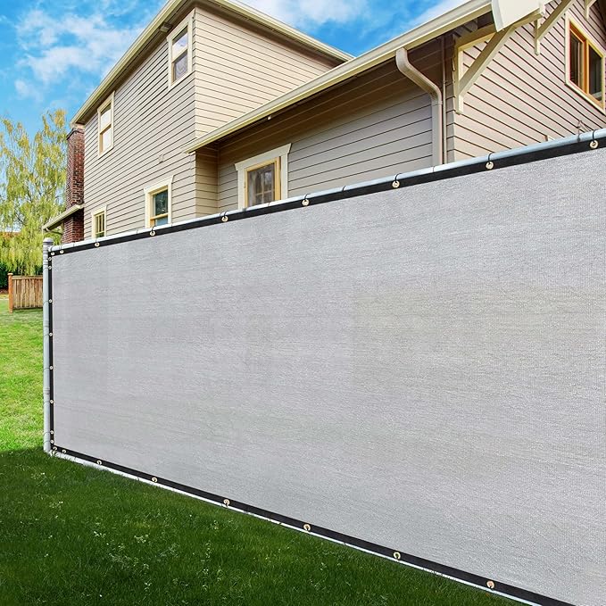 ShadeMart 4' x 60' Fence Privacy Screen Grey Heavy Duty 170 GSM Fencing Mesh Shade Net with Grommets & Zip Ties, 90% Blockage Fence Screen for Balcony Yard Outdoor Garden Pool (We Customize Size)