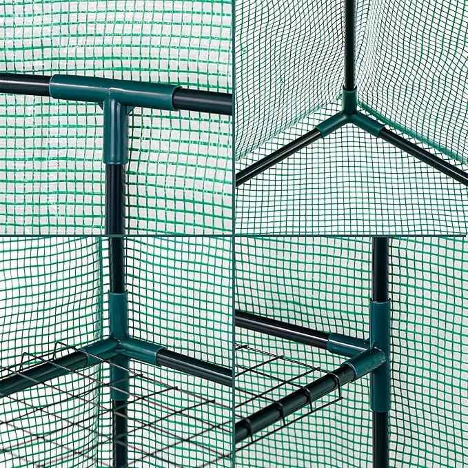 HomGarden Mini Walk-in Greenhouse 3 Tiers 6 Shelves PE Fabric Cover w/Roll-up Zipper Door for Flower and Plant