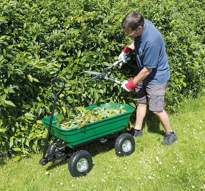 Draper 22x96x51cm Garden Tipper Cart - Heavy Duty Gardening Trolley with Handle for Home and Professional Use