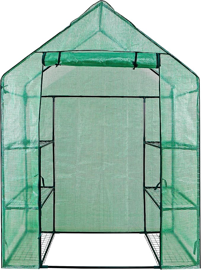 HomGarden Mini Walk-in Greenhouse 3 Tiers 6 Shelves PE Fabric Cover w/Roll-up Zipper Door for Flower and Plant