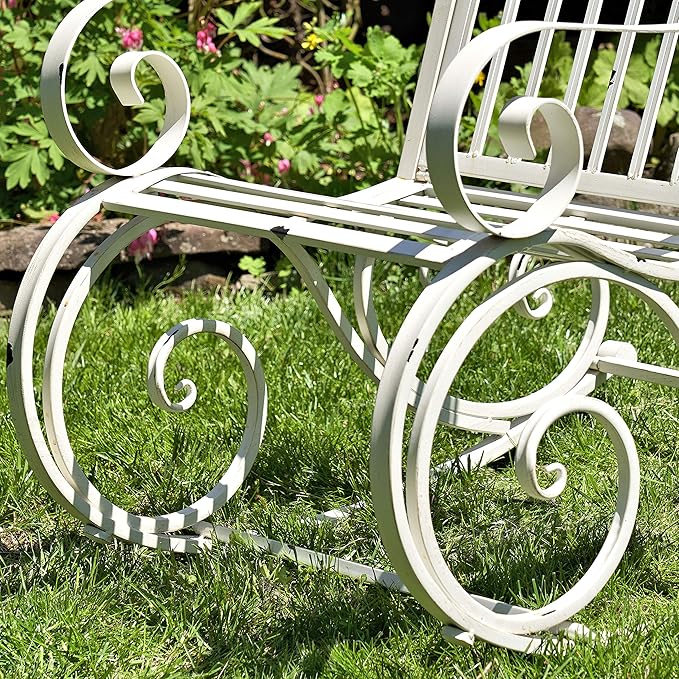 Zaer Ltd. Outdoor Metal Rocking Arm Chair (Arm Chair, Antique White)